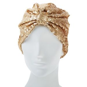3 pc NWT Sassy Jones Viera Hiny Sequin Turban Head-cover and Palm Leaves…